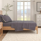 4 Piece Heathered Solid Cotton Blend Flannel Sheet Set - Anders Collection