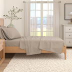 4 Piece Heathered Solid Cotton Blend Flannel Sheet Set - Anders Collection