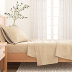 4 Piece Heathered Solid Cotton Blend Flannel Sheet Set - Anders Collection