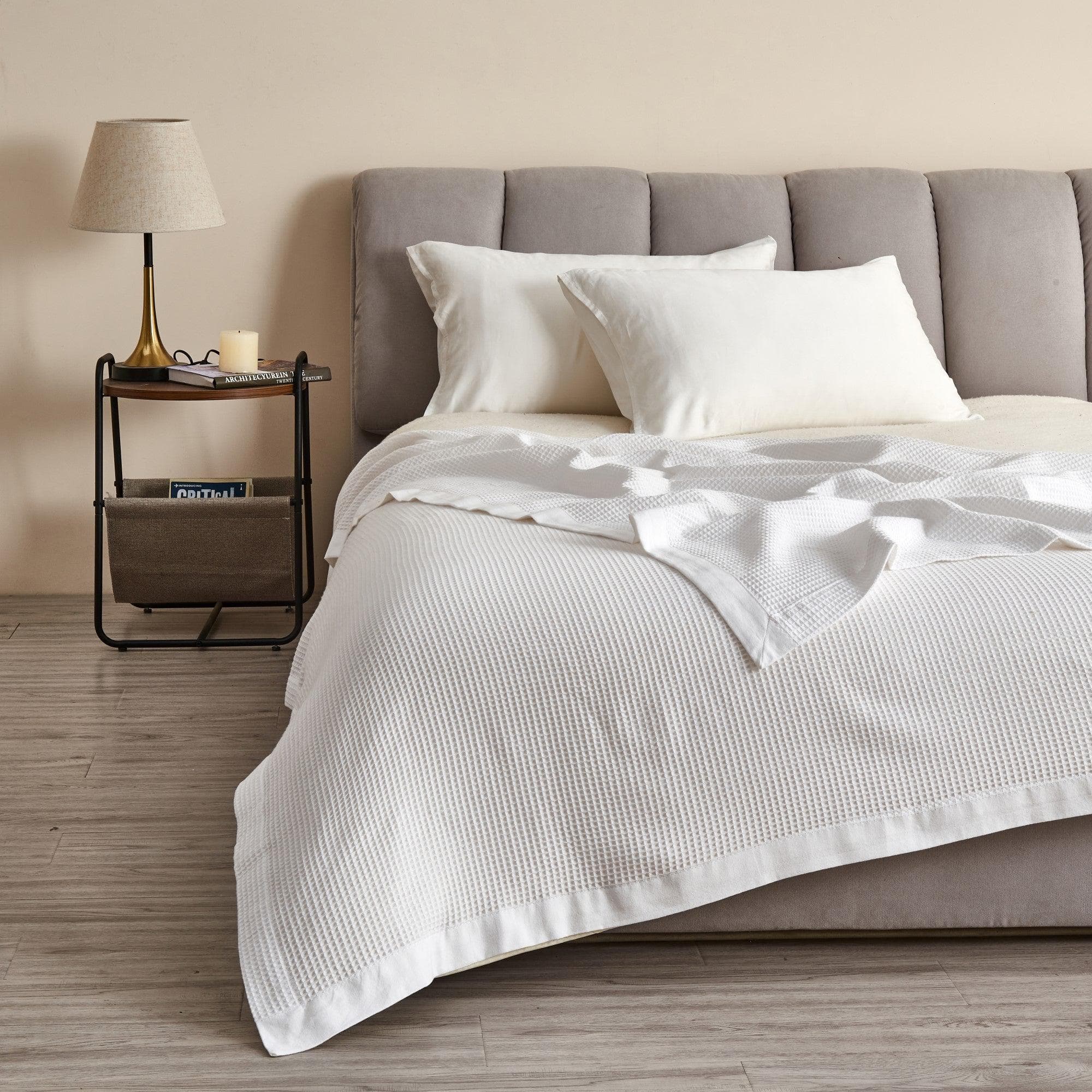 100% Cotton Small Waffle Weave Blanket - Hazel Collection