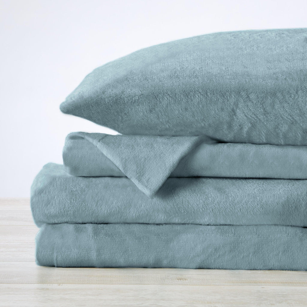 4-Piece Solid Plush Sheet - Velvet Luxe Collection