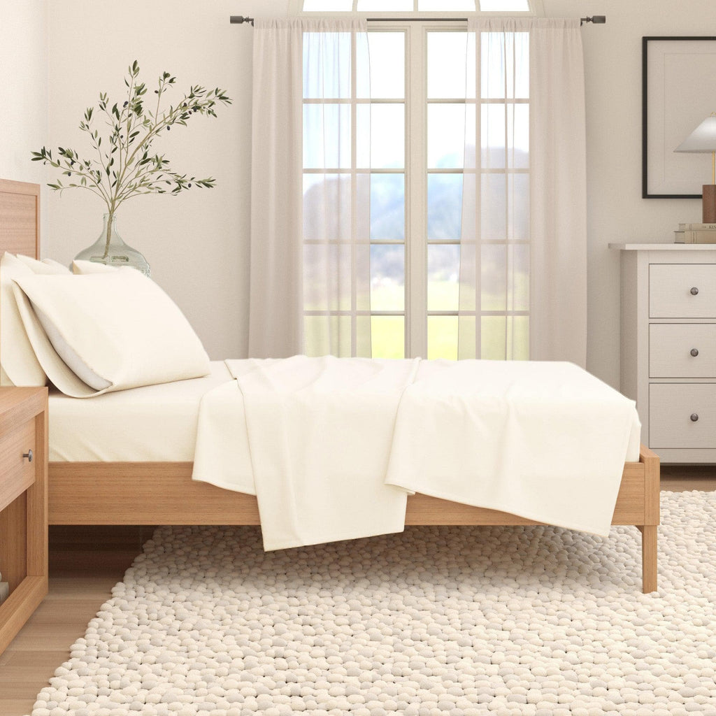 4-Piece Cotton Solid Flannel Sheet - Nordic Collection
