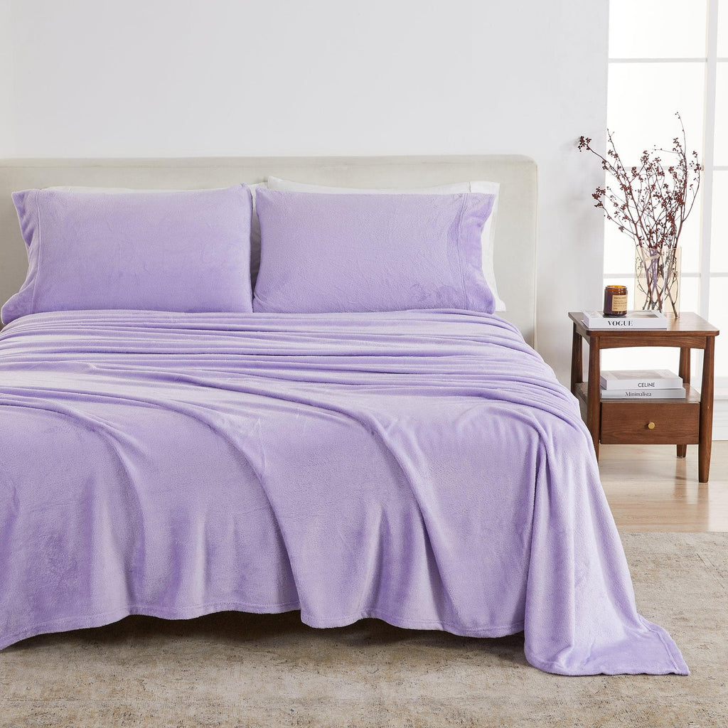 4-Piece Solid Plush Sheet - Velvet Luxe Collection