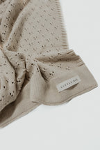 Toffee Pointelle Knit Blanket