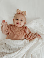 Vanilla White Baby Pointelle Knit Blanket