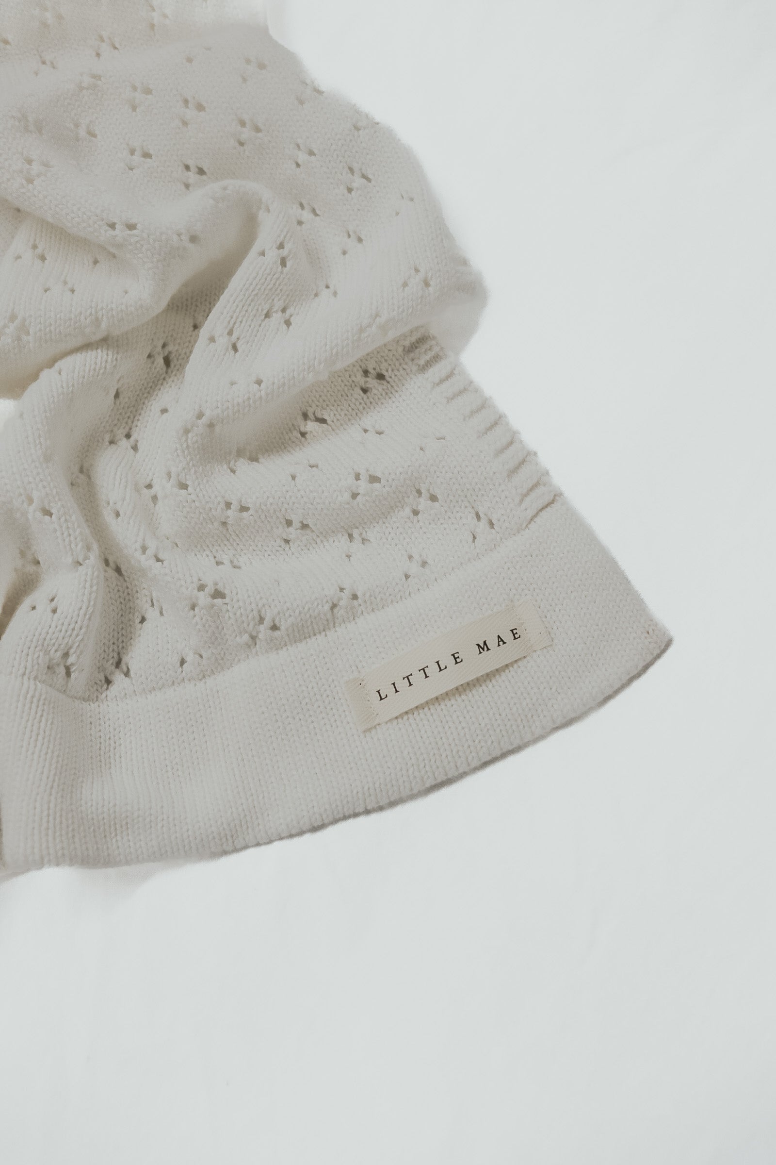 Vanilla White Baby Pointelle Knit Blanket
