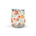 Burnt Orange Flower Burst Wine Tumbler