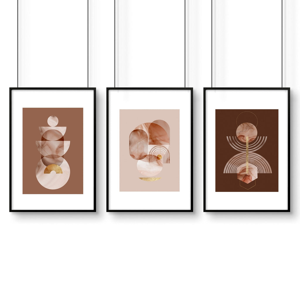 Mid century modern artwork | set of 3 framed wall art prints