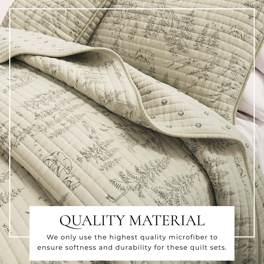 3 Piece Lodge Printed Quilt - Moonlight Ridge