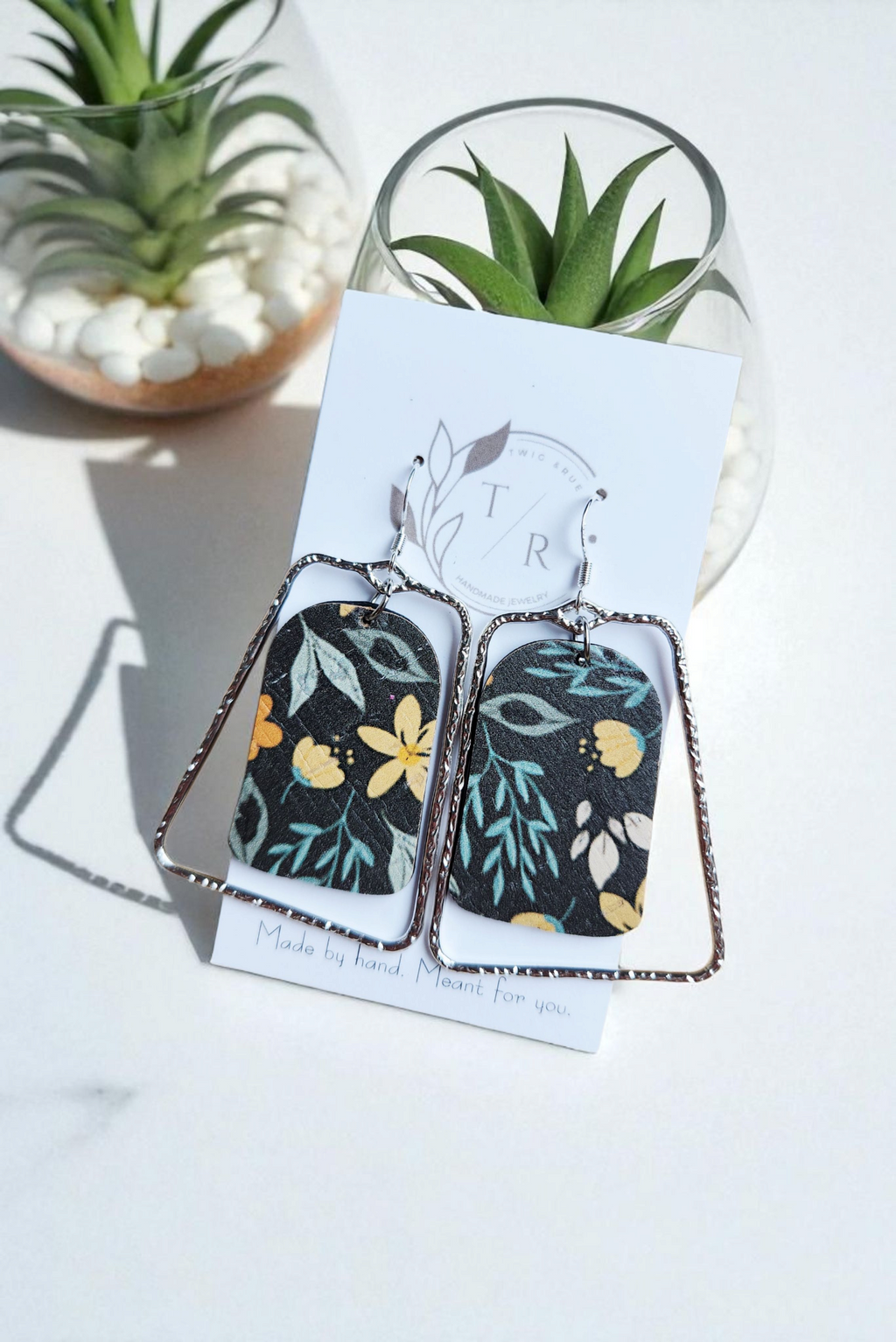 Chloe| Floral leather statement earring