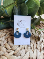 Bailey| Linen embossed clay with 14k gold stud