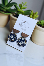 Ayla| Leather circle and wood stud