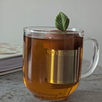 Green Herb Leaf Floating Tea Steeper l light brown