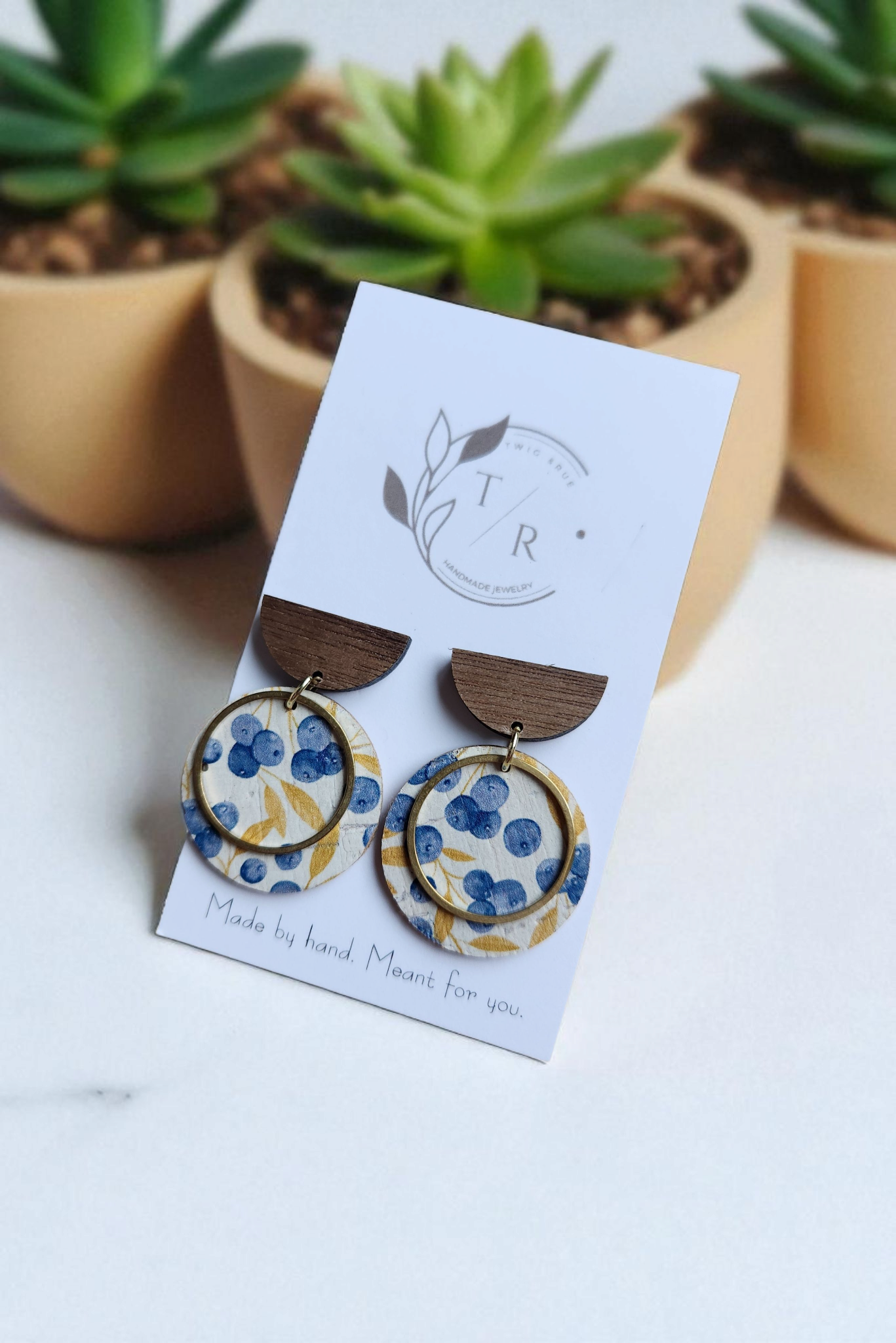 Ayla| Leather circle and wood stud