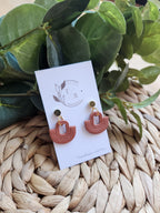 Bailey| Linen embossed clay with 14k gold stud