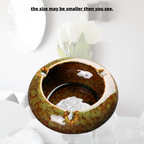 Round Glossy Ceramic Ashtrays + Flameless Lighter (GREENISH)